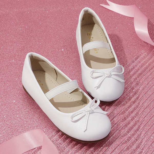 Girl's Ballerina Flat Shoes - WHITE-PU - 1